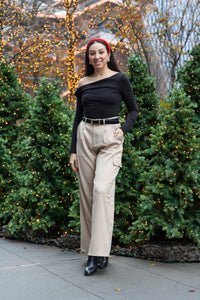 Latte Wide Leg Cargo Trouser