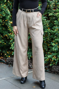 Latte Wide Leg Cargo Trouser