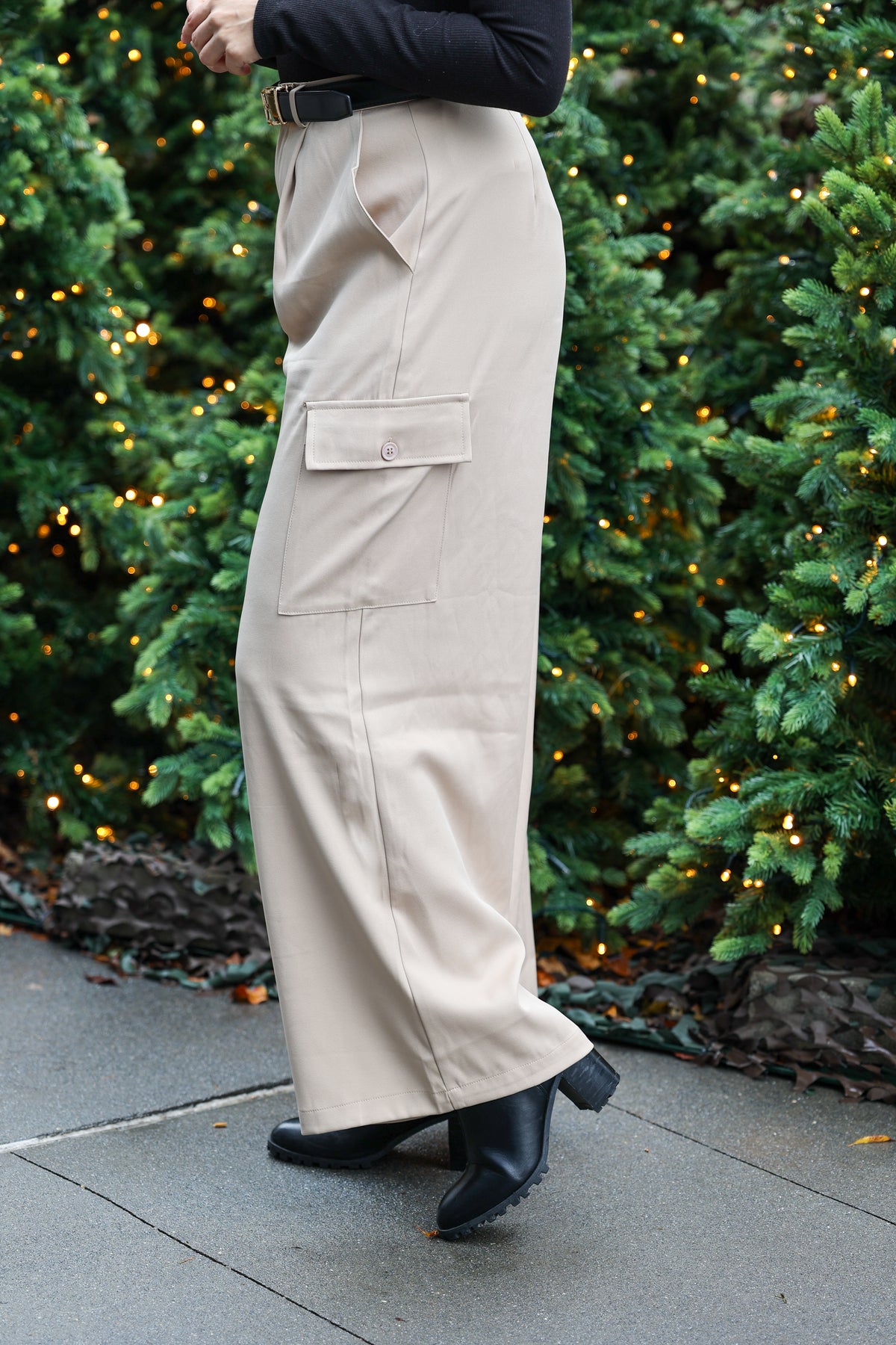 Latte Wide Leg Cargo Trouser