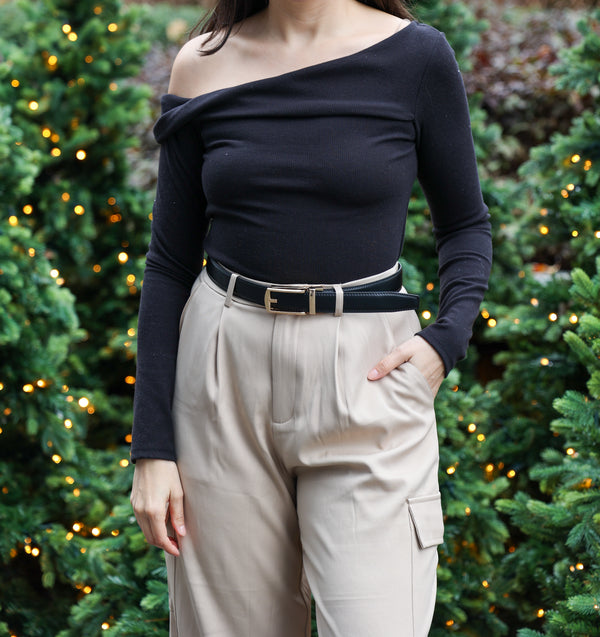Mia Black Long Sleeve Knit Top by