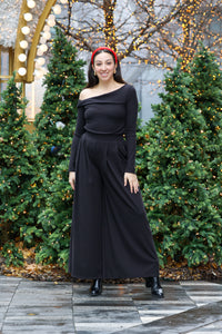 Mia Black Wide Leg Knit Pant