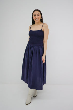Lucy Smocked Fit & Flare Midi Dress