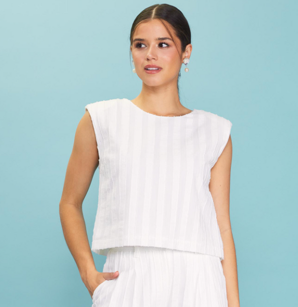 Isabel Sleeveless Textured Stripe Top