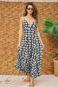 Abstract Open Back Print Dress