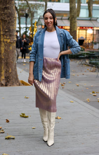 Serena Lavender and Gold Pleated Skirt