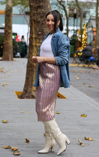 Serena Lavender and Gold Pleated Skirt