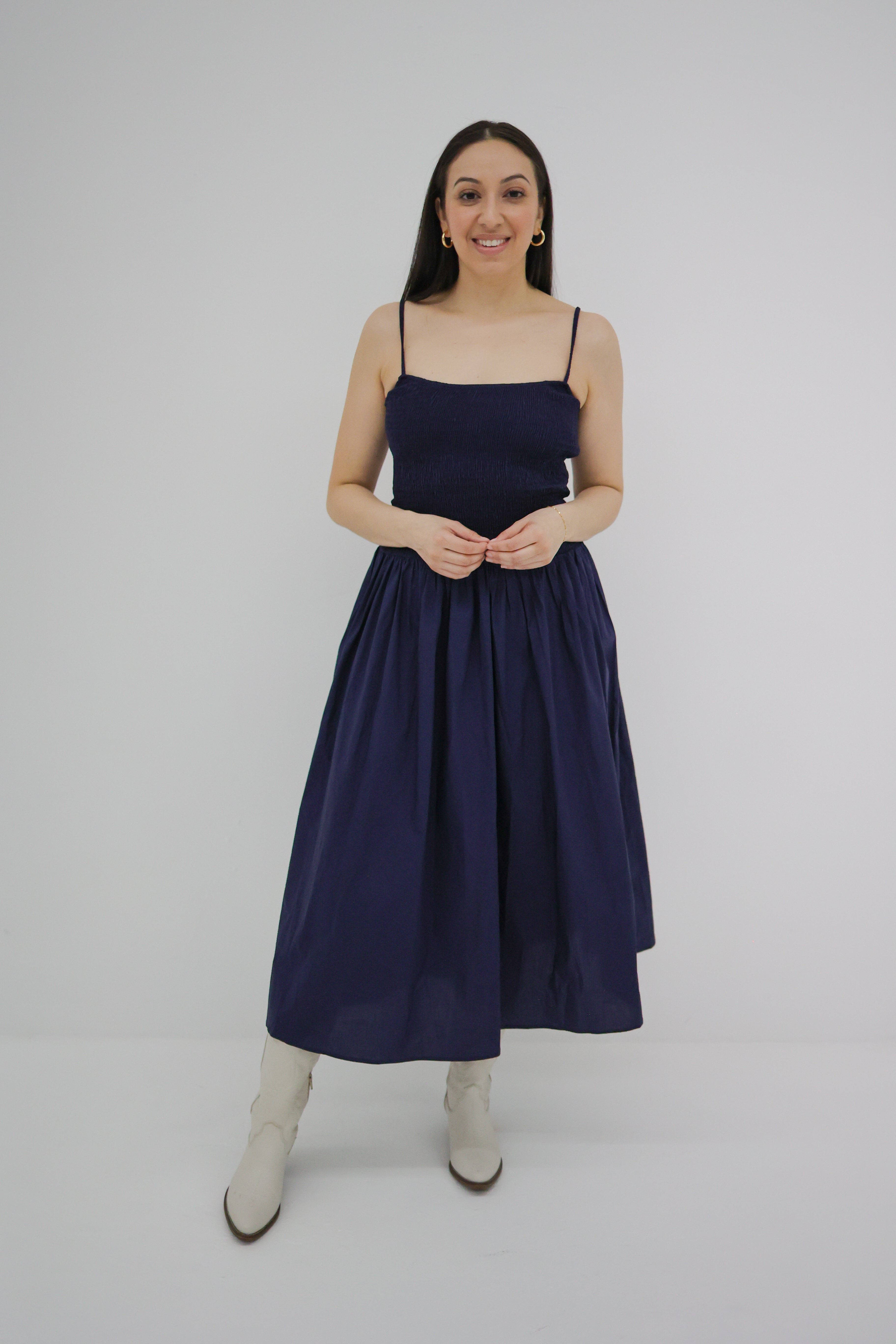 ワンピース Noble flare volume dress Lucy Smocked Fit & Flare Midi Dress – On The Glow