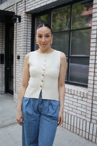 Ivy Fitted Knit Button Down vest