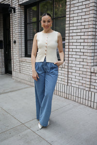 Ivy Fitted Knit Button Down vest